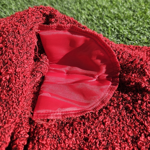 Gizel Sweater Cardigan Vintage Cardigan Red 1X Shoulder Pads 2-Button Closure - Picture 11 of 16